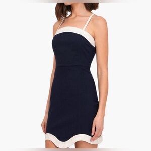 Adelyn Rae Scalloped Linen Trim MiniDress Size MED NWT